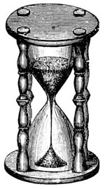 Illustration: Woodcut of an hourglass.