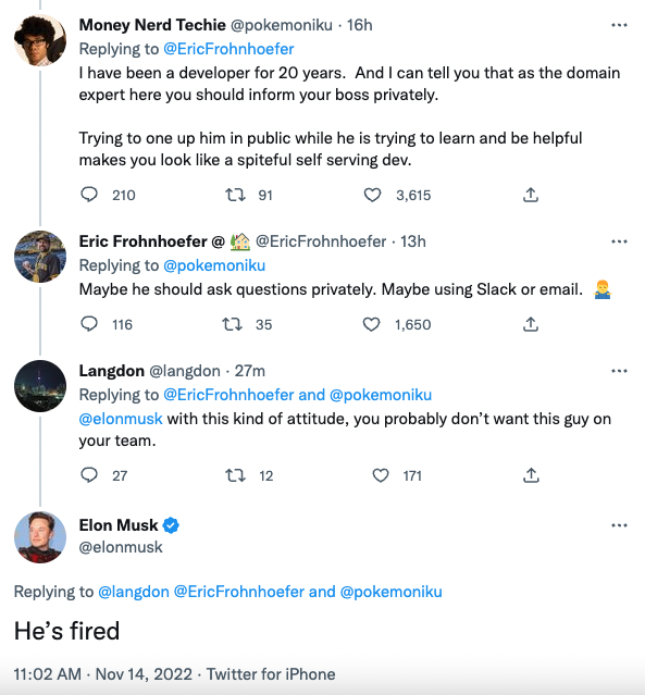 Under Elon Musk's He's fired thread. Didn't they begin the whole  conversation about free speech BECAUSE they were mad about its  consequences? The hypocrisy is insane : r/WhitePeopleTwitter