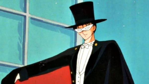 Still frame from the “Sailor Moon” anime showing Tuxedo Mask.